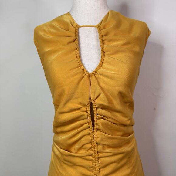 Altuzarra Kaya Asymmetric Cutout Satin Midi Dress Size 10 Modern Ruched $1525 - Picture 2 of 15